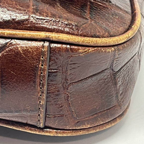 FOSSIL MEMOIR SMALL FLAP Brown Croc-Embossed Leather CROSSBODY BAG. - Picture 7 of 9